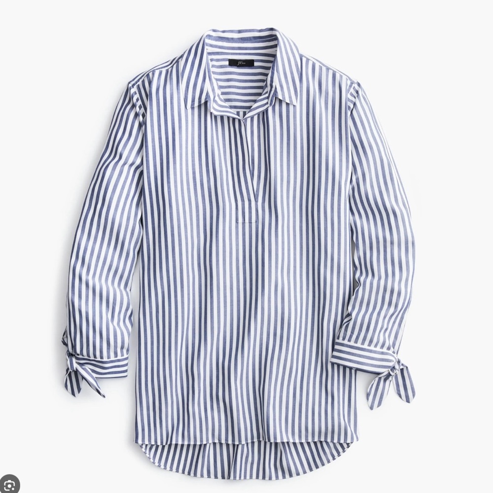 J. Crew Collared tie-sleeve popover shirt in stripe